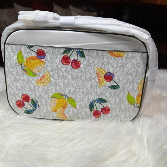 ❌SOLD❌ NWT Michael Kors Jet Set Large Fruit Print Logo Crossbody Bag - Picture 5 of 6